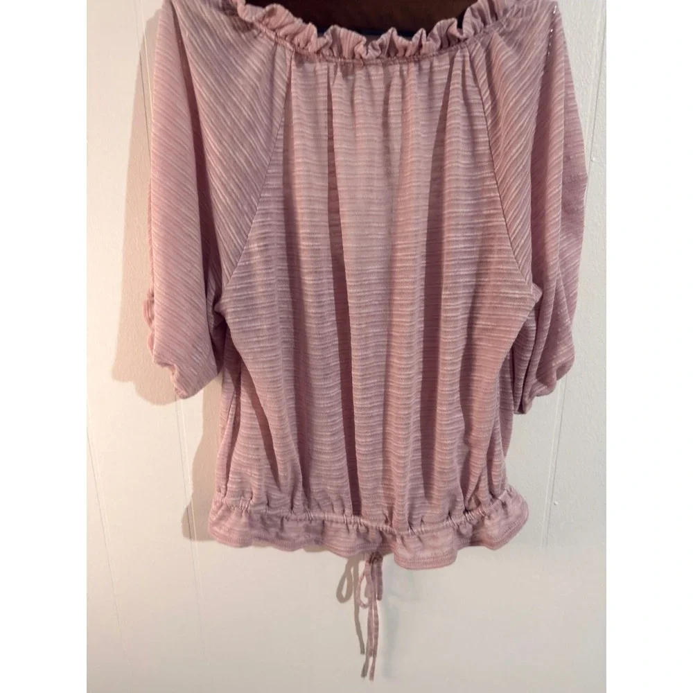 Dorothy Women's Pink Scoop Neck Peasant Crop Top EUC